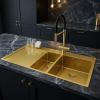 Pure.Sink Exclusivo Gold 1.5 sink with draining board 100x52 cm Tapwing right PEX3418100RT-60